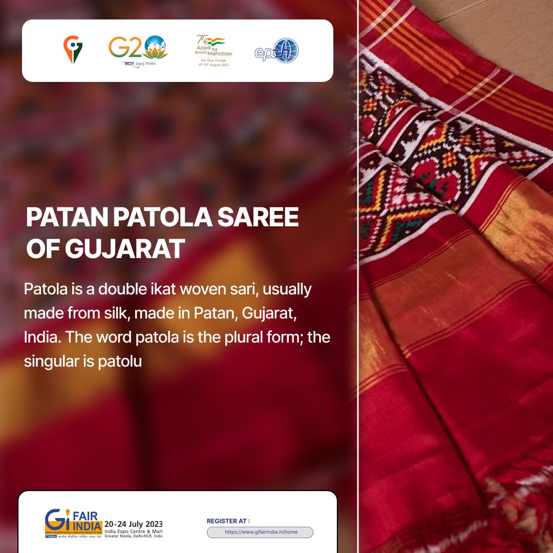 IndiaGIFair's tweet photo. Discover the mesmerizing Patan Patola Saree, a Gujarati heritage and craftsmanship symbol. Join us from 20-24 July 2023 at India Expo Centre &amp; Mart. Don't miss this exclusive B2B sourcing and retail buying opportunity.

Register
https://t.co/EbVI5QrWMR https://t.co/qEz7Ar5L3T