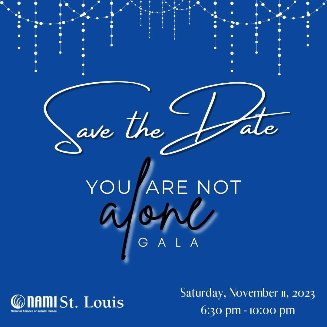 Save the Date - November 11th is our 2023 'You Are Not Alone' Gala at The Chase Park Plaza! 📅💃 Cocktail attire is requested, and tickets will be available for purchase on our website at namistl.org/get-involved/2…
