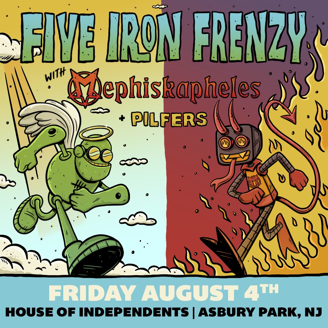 House of Independents (@hoiasburypark) on Twitter photo Alright y'all! You know what to do 🎟🎟🎟
Tickets are ON SALE NOW for <a href="/fiveironfrenzy/">Five Iron Frenzy</a> on 8/4 with <a href="/MephNYC/">Mephiskapheles</a> & <a href="/PilfersNYC/">Pilfers</a>!
Get 'em now or regret it later 👉 loom.ly/3vpg-CI Alright y'all! You know what to do 🎟🎟🎟
Tickets are ON SALE NOW for <a href="/fiveironfrenzy/">Five Iron Frenzy</a> on 8/4 with <a href="/MephNYC/">Mephiskapheles</a> & <a href="/PilfersNYC/">Pilfers</a>!
Get 'em now or regret it later 👉 loom.ly/3vpg-CI
