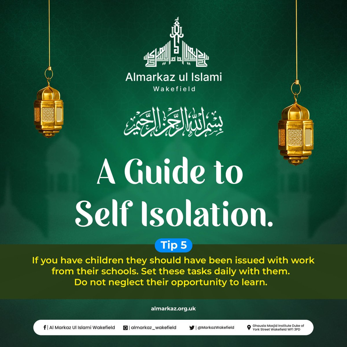 MarkazWakefield's tweet photo. Finding peace in the remembrance of Allah : An Islamic guide to self-isolation.
#almarkazulislamiwakefield
#SelfIsolation
#IslamicGuidance
#FaithInIsolation
#PrayerInSolitude
#SpiritualReflection
#IslamicWisdom
#EmbraceSolitude
#ConnectingWithAllah
#SelfDevelopment https://t.co/SxE6dUqlRy