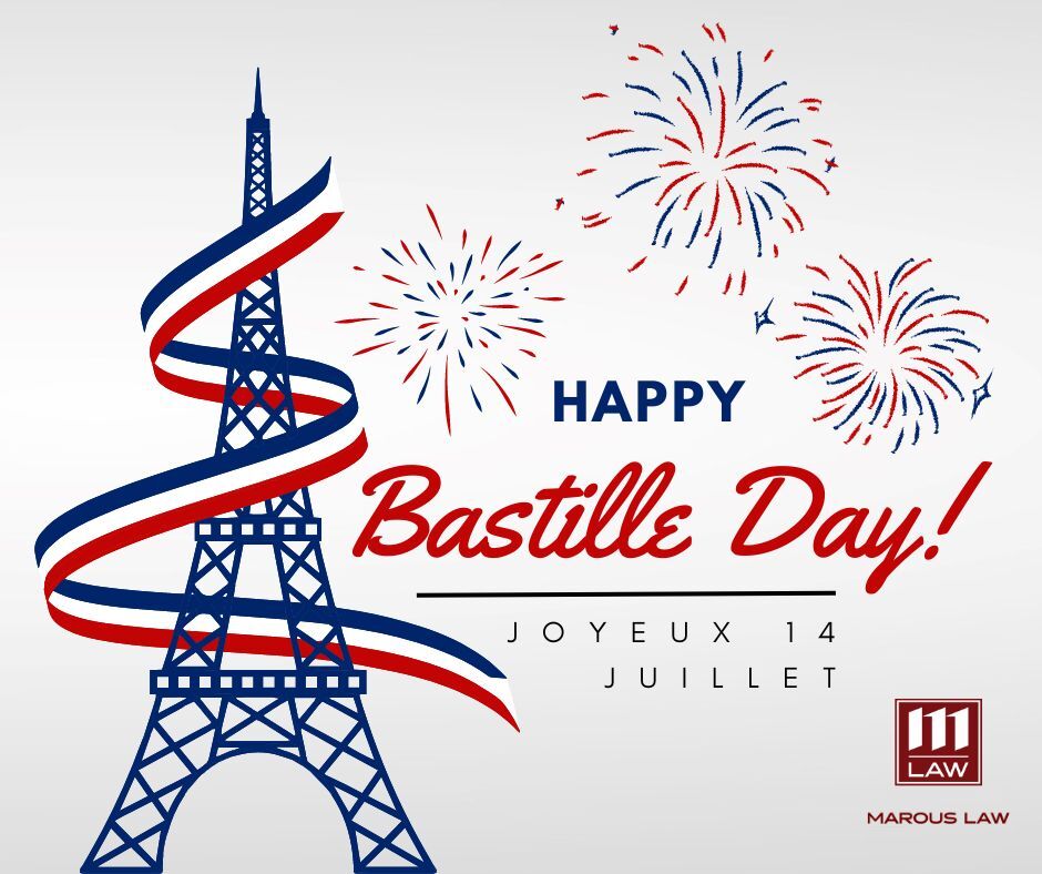 MarousLaw's tweet photo. July 14th (Bastille Day) is observed with grand celebrations throughout France. It is a day of national pride and unity, honoring the values that are deeply rooted in French history and identity. #MarousLaw #BastilleDay #BastilleDay2023 https://t.co/Q0Gq0ApAVy