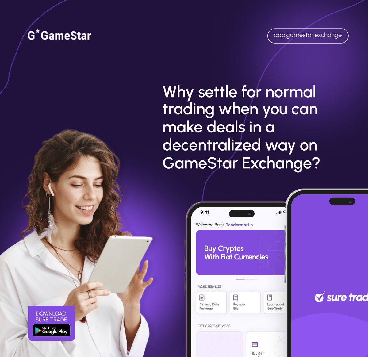 Suretradebygms's tweet photo. Why settle for normal trading when you can make deals the decentralized way on GameStar Exchange?
Head over to the Google Play Store:
https://t.co/kBjqf7IeVy
OR
https://t.co/u0YjI2p9lZ
#GameStarExchange #SureTradeapp #Binance #CryptoCommunity #TradingOpportunity https://t.co/kpHwwlDOG7