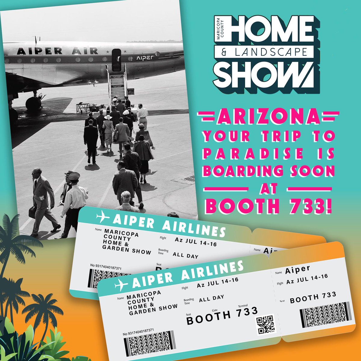 AiperOfficial's tweet photo. Attention! Boarding to Paradise at Booth 733 of the Maricopa County Home Show begins TODAY! Stop by to get on board the flight to the party of a lifetime!
#AiperPoolParty #AiperStaycation #BringVacationHome https://t.co/1txMKxFgxH