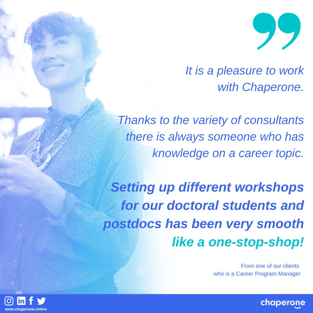 Chaperone (@chaperoneonline) on Twitter photo The feedback we have been receiving from our clients fuels our drive to keep growing as we democratize career management services for scientists. Contact us at hello@chaperone.online to know more about our personalized solutions.
chaperone.online
#Chaperone4Scientists The feedback we have been receiving from our clients fuels our drive to keep growing as we democratize career management services for scientists. Contact us at hello@chaperone.online to know more about our personalized solutions.
chaperone.online
#Chaperone4Scientists