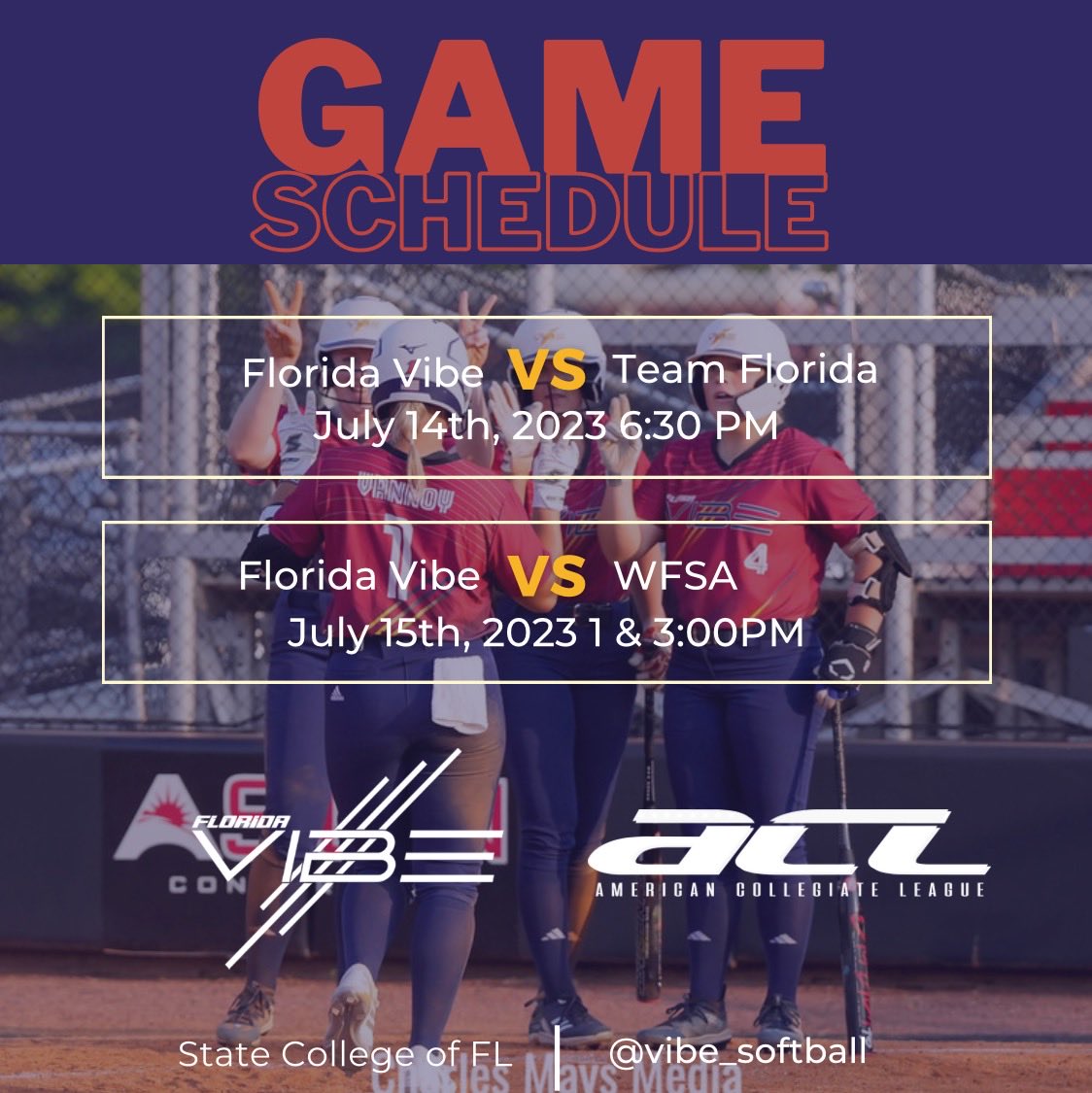 GAME DAY 
Team Florida vs Florida VIBE 

📍: State College of Florida, Bradenton 

⏱️: 6:30 pm ET

📺: app.athletesgolive.com/EventCompany/E…

#feelthevibe #americasteam #adidasdugout