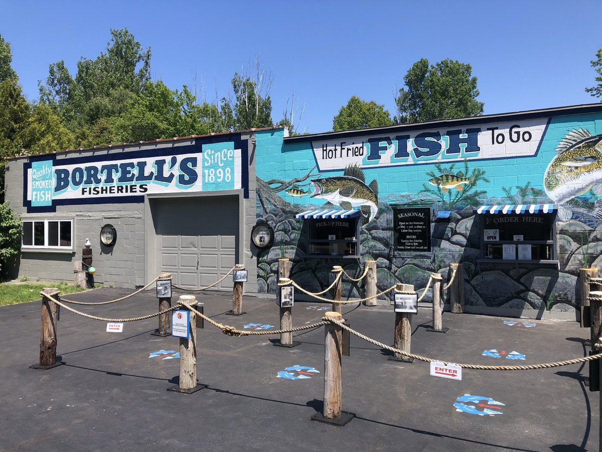 Fresh fried lake fish (whitefish, perch and smelts) at Bortell’s Fisheries in Ludington, Michigan. Since 1898.