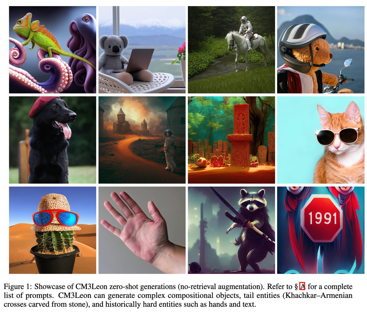 I’m excited to release our most recent work setting a new SOTA FID of 4.88 on text-to-image generation we call CM3Leon (pronounced chameleon)! ai.meta.com/research/publi…