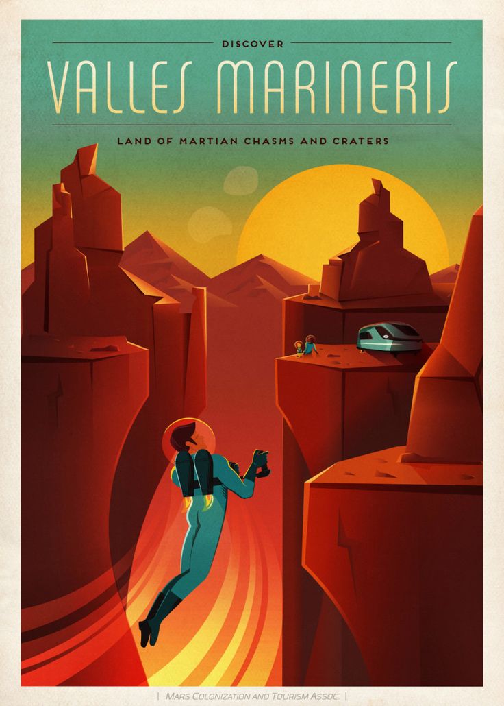 #SciFiDaily There's a whole series of similar "travel posters" for the solar system's top tourist destinations. Did I choose this one because Valles Marineris, Umhos’ha Om’lu to the Martians (trust me on this), because it's central to my latest book? Why, yes. Link in next tweet.