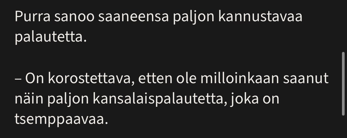 Addressin Purran eroamisen puolesta on allekirjoittanut yli 85 000 ihmistä