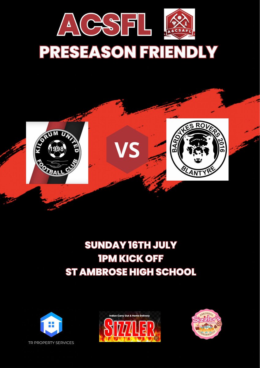 kildrum_united's tweet photo. Preseason friendly this Sunday against Bardykes Rovers 2016

⚽️ 1pm kick off
📍St Ambrose High School https://t.co/IkDNb6LSA1