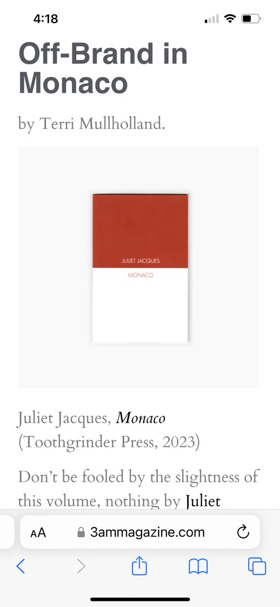 3ammagazine's tweet photo. Off-Brand in Monaco https://t.co/TscW6pjb4h Juliet Jacques’s Monaco reviewed by Terri Mullholland @Toothgrinderuk https://t.co/pr6MLUpYdV