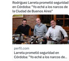 Y EL CARADURA DICE "YO TERMINE CON LOS NARCOS" NO NOS JODAS <a href="/HORACIORLARRETA/">Larreta</a> 
LA CABA ES TAN NARCO COMO ROSARIO, DONDE OPERA TU CONTRINCANTE LA <a href="/PATOBULLRICH/">Patricia Bullrich</a> QUE PONEN A LA <a href="/CAROLINALOSADA/">Carolina Losada</a> DE PANTALLA, QUE YA TRABAJA NO DANDO CUORUM PARA AMPLIAR LA JUSTICIA, SON TODOS NARCOS UDS