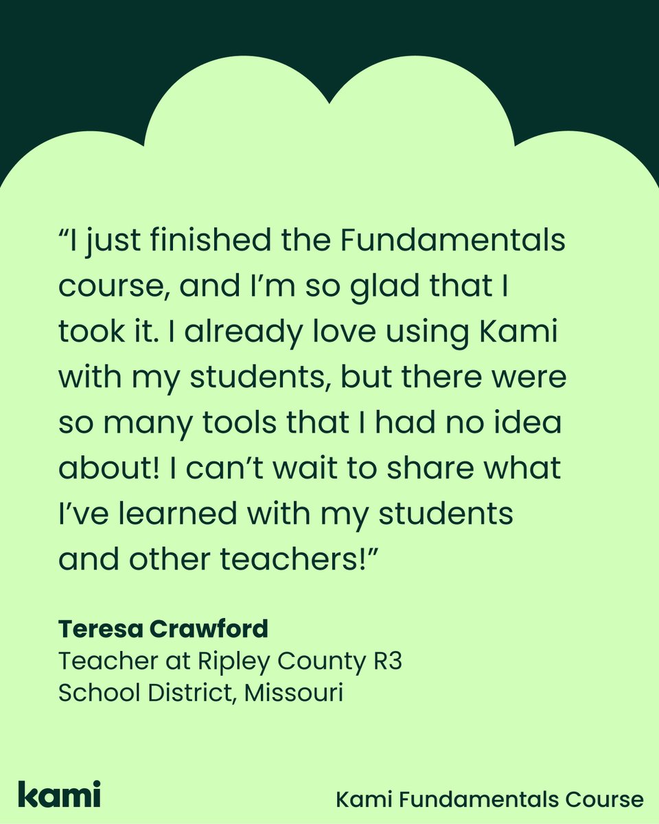 KamiApp's tweet photo. Looking to learn the A–Z of making Kami magic? Our Level 1 Kami Certified course has Teresa's seal of approval 🤩

Want to become #KamiCertified? Jump on this link: https://t.co/5fewek6mJP  

Already making Kami magic? What's your favorite Kami tool and how do you use it? https://t.co/miI7V7GVzN
