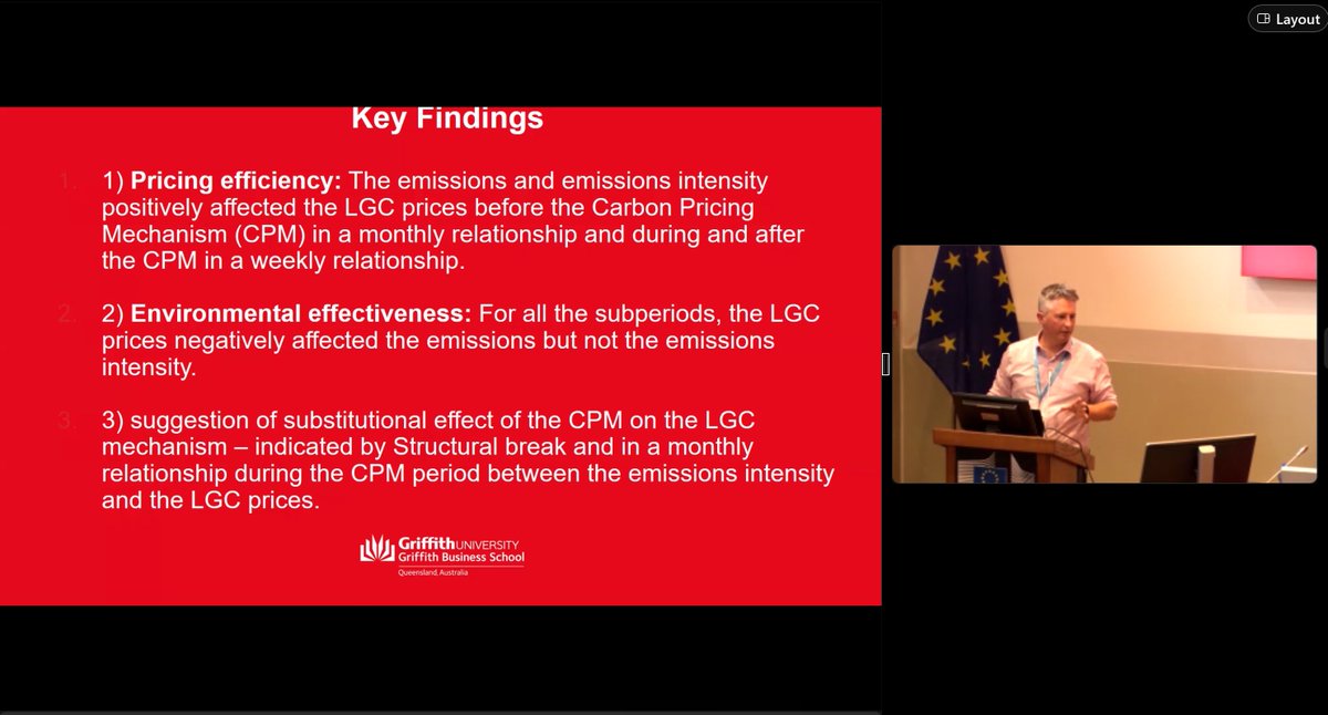 LingLiao_'s tweet photo. How efficiently is the renewable energy certificate price driven by the fundamentals and how effectively is this mechanism driving the emissions reduction? Professor @DiazRainey presented our preliminary results at the 5th JRC Summer School on Sustainable Finance, Italy. https://t.co/SyQIXAusmC