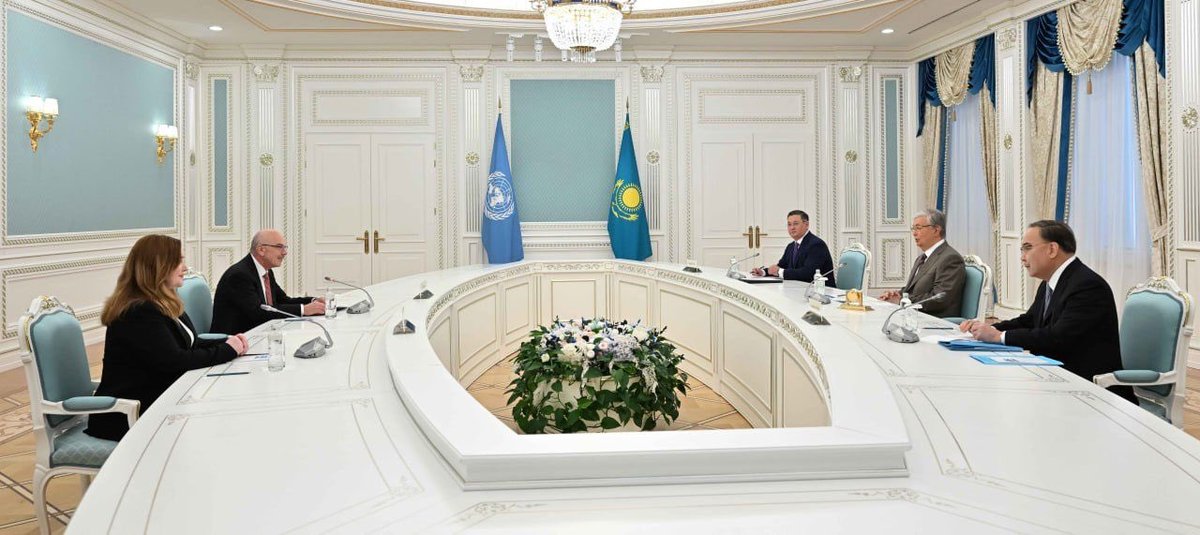 UN_OCT's tweet image. Meeting with #Kazakstan President Kassym-Jomart TOKAYEV in Astana, USG @UNOCT Voronkov &amp;amp; ED @UN_CTED @Natalia_Gherman thanked 🇰🇿 Gov't for supporting @UN efforts to #CounterTerrorism in #CentralAsia &amp;amp; around the 🌏