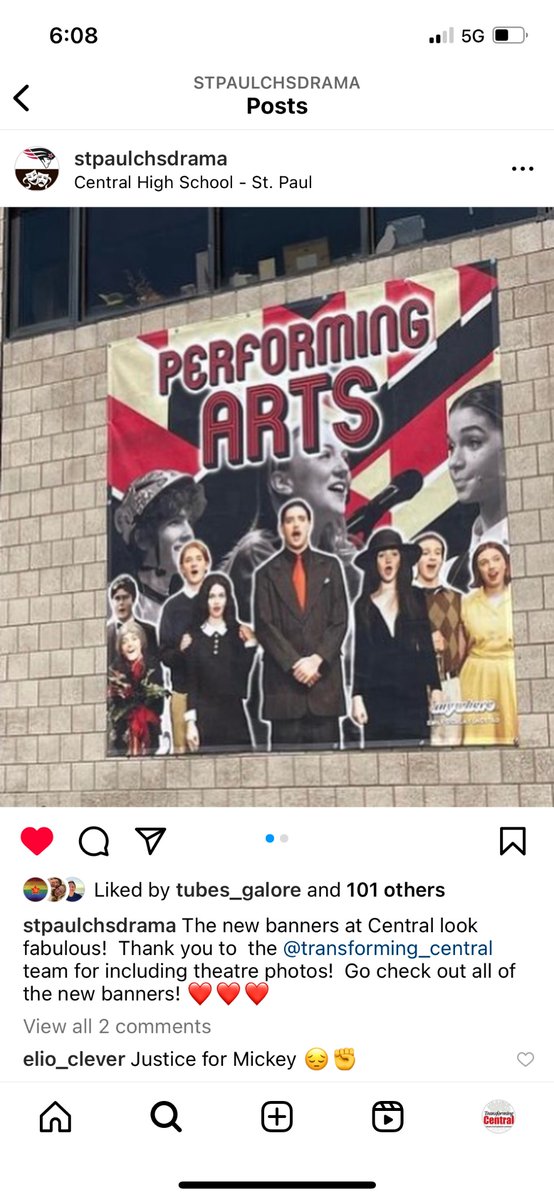 MagdalenaOReill's tweet photo. New banners are up at @stpaulcentral created through @TransformingCHS and they are amazing.  @SPPS_News @stpaulchsdrama @CMN_Tweets @CentralTimesSP @MinuteBots https://t.co/rLKWsL2h8U