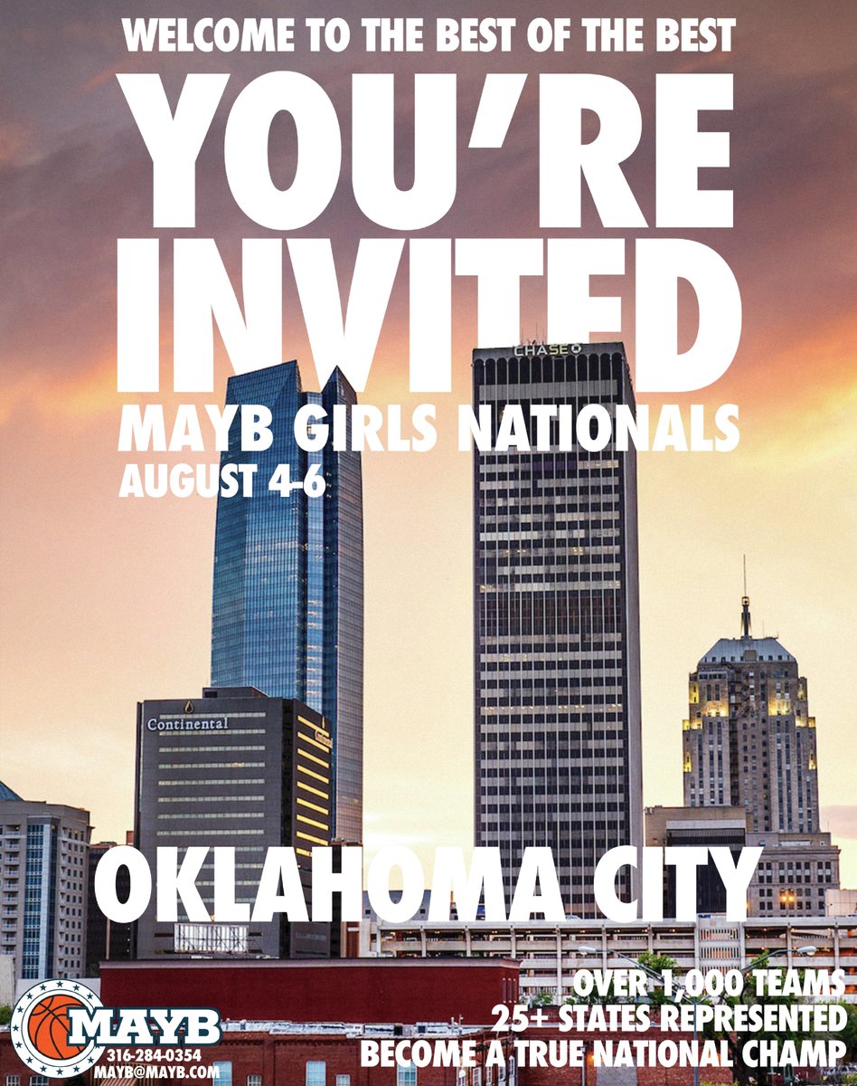 MAYBbasketball's tweet photo. MAYB Boys and Girls Nationals deadline is this coming Monday! Come compete against the best of the best and become a true national champion!! Give us a call at 316-284-0354 or go online to https://t.co/YKaB1dWyj9 to get regsitered! 🏀⌛️🏅 https://t.co/13qaes5ZM9