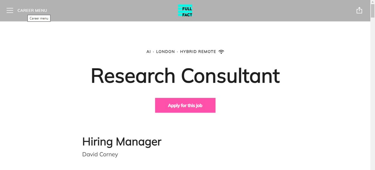For anyone UK-based, interested in misinformation research - flagging this research opportunity with the UK fact-checking organisation <a href="/FullFact/">Full Fact</a>. 

I may also be occasionally involved ;) 

Please see details on the link below. fullfact.teamtailor.com/jobs/2998924-r…