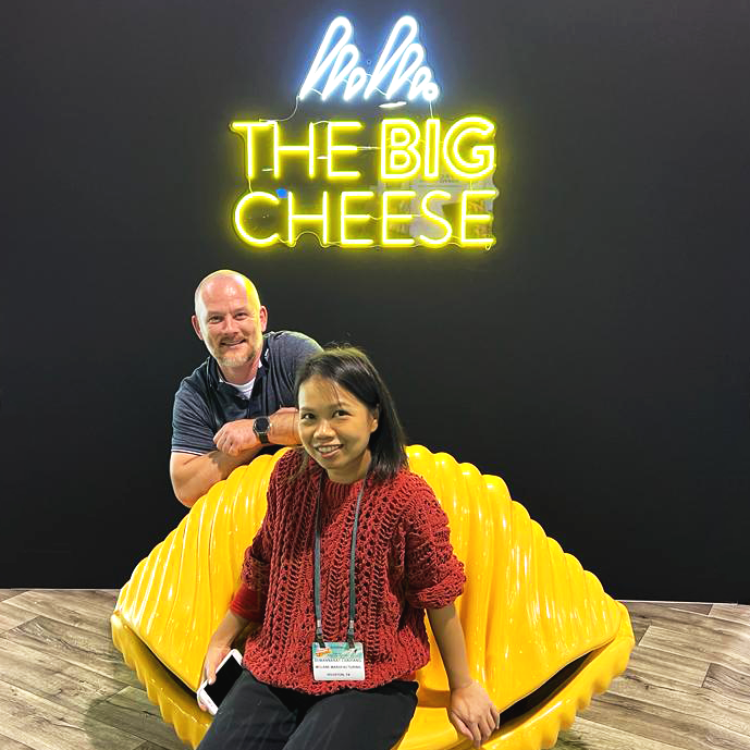 MclaneGlobal's tweet photo. Step into a world of cheesy delight! On #NationalMacandCheeseDay, our procurement team takes center stage on 'The Big Cheese' bench. Join us as we pay homage to this iconic dish and share your favorite mac and cheese memories! https://t.co/xwTsbwCMUC