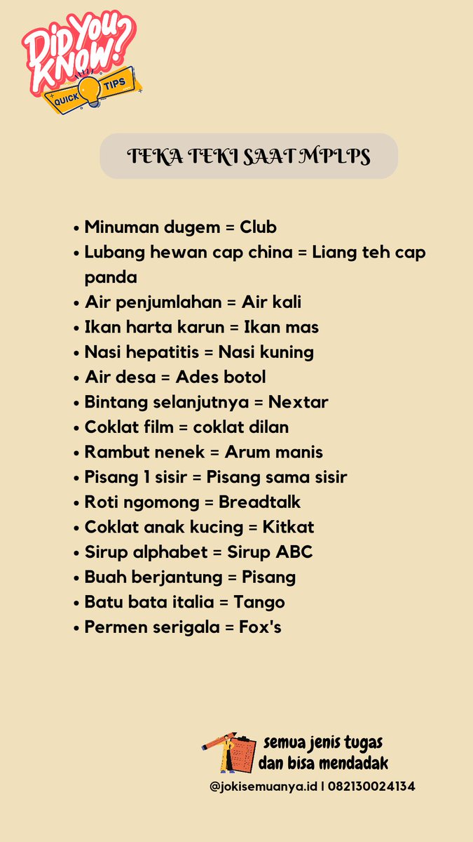 jokisemuanya's tweet image. Adakah adik adik yang ingin Mpls? kiw baca teka teki ini yaa!! #mpls2023 #mahasiswabaru #maba2023 #tekatekimpls #kuliah #anaksekolah