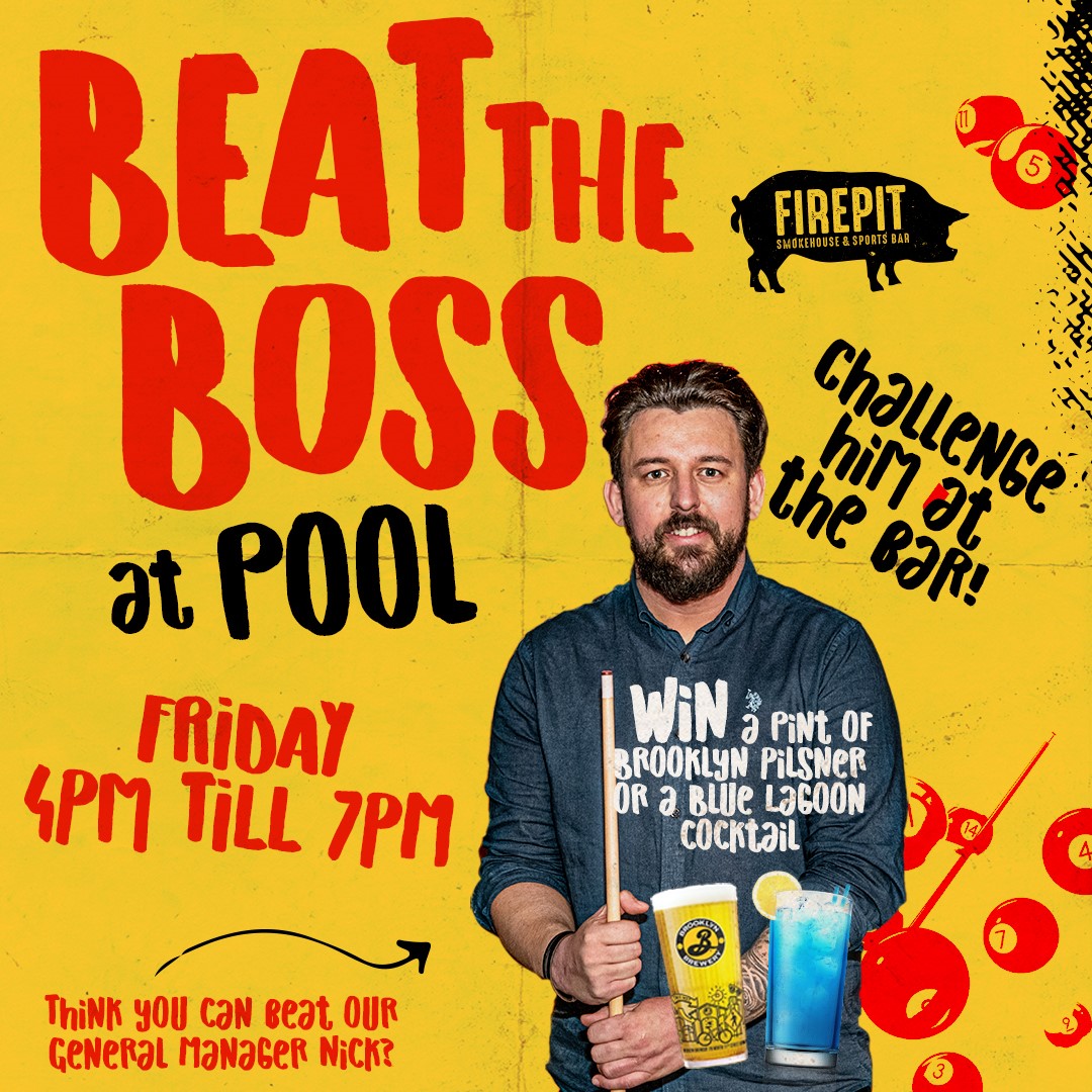 🎱Think you have what it takes to Beat The Boss? 🎱

-Challenge him to a game at the bar for a chance to win a pint or a cocktail 🍹

And yes this is a real deal🍺

#BeatTheBoss #BrooklynLarger #BlueLagoon #PoolMaster