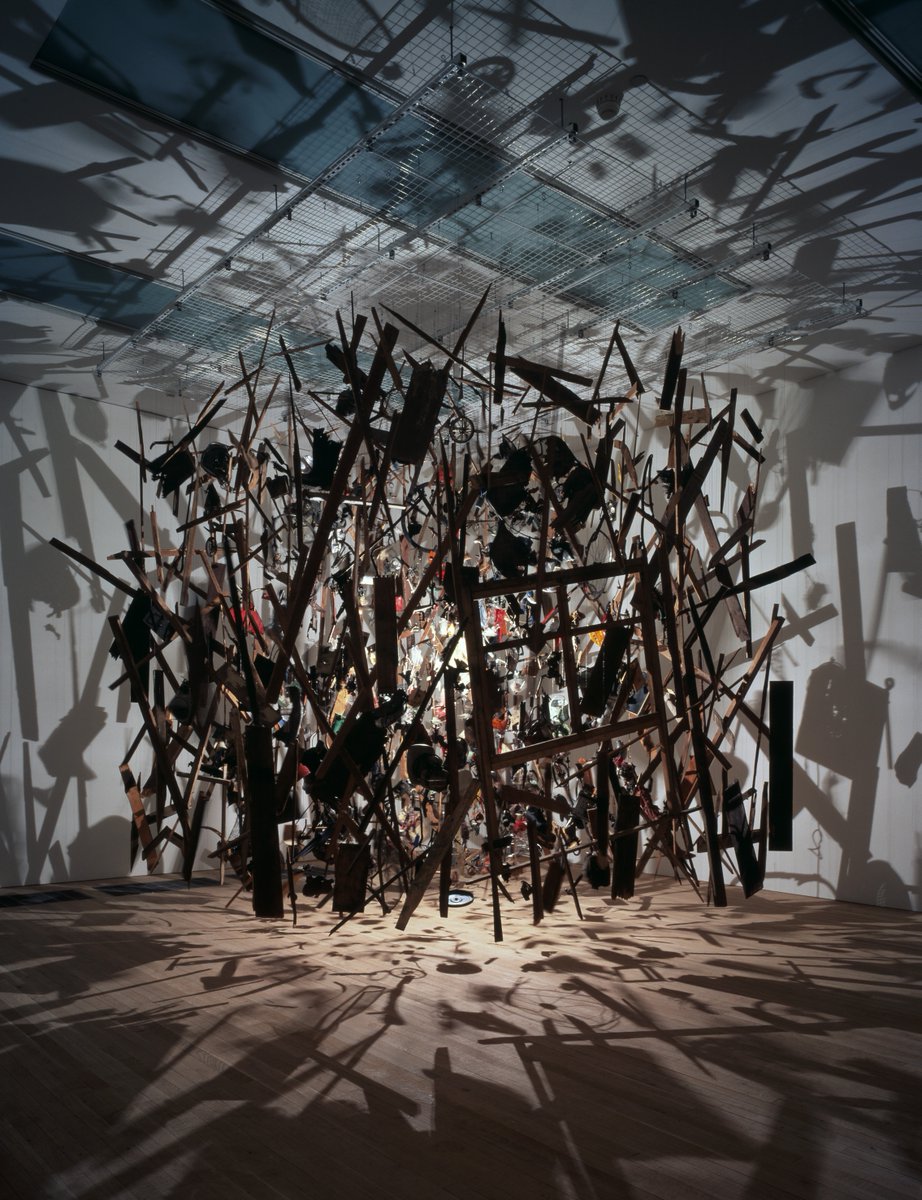 Tate's tweet photo. 💥 Happy birthday #CorneliaParker! 

Parker's 'Cold Dark Matter: An Exploded View' shows off the scattered contents of a garden shed, which was exploded by the British Army at the artist's request.

🏚️ Cold Dark Matter: An Exploded View, 1991. Currently not on display. https://t.co/H6w4qwLSqs