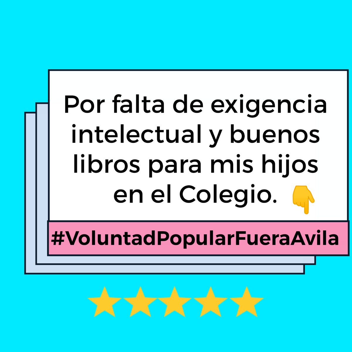 #VoluntadPopularFueraAvila
Por una buena educación, con valores de respeto, disciplina, sentido de responsabilidad y la adquisición de conocimientos de las distintas asignaturas de acuerdo a su nivel y exigencia de aprendizajes que corresponda.