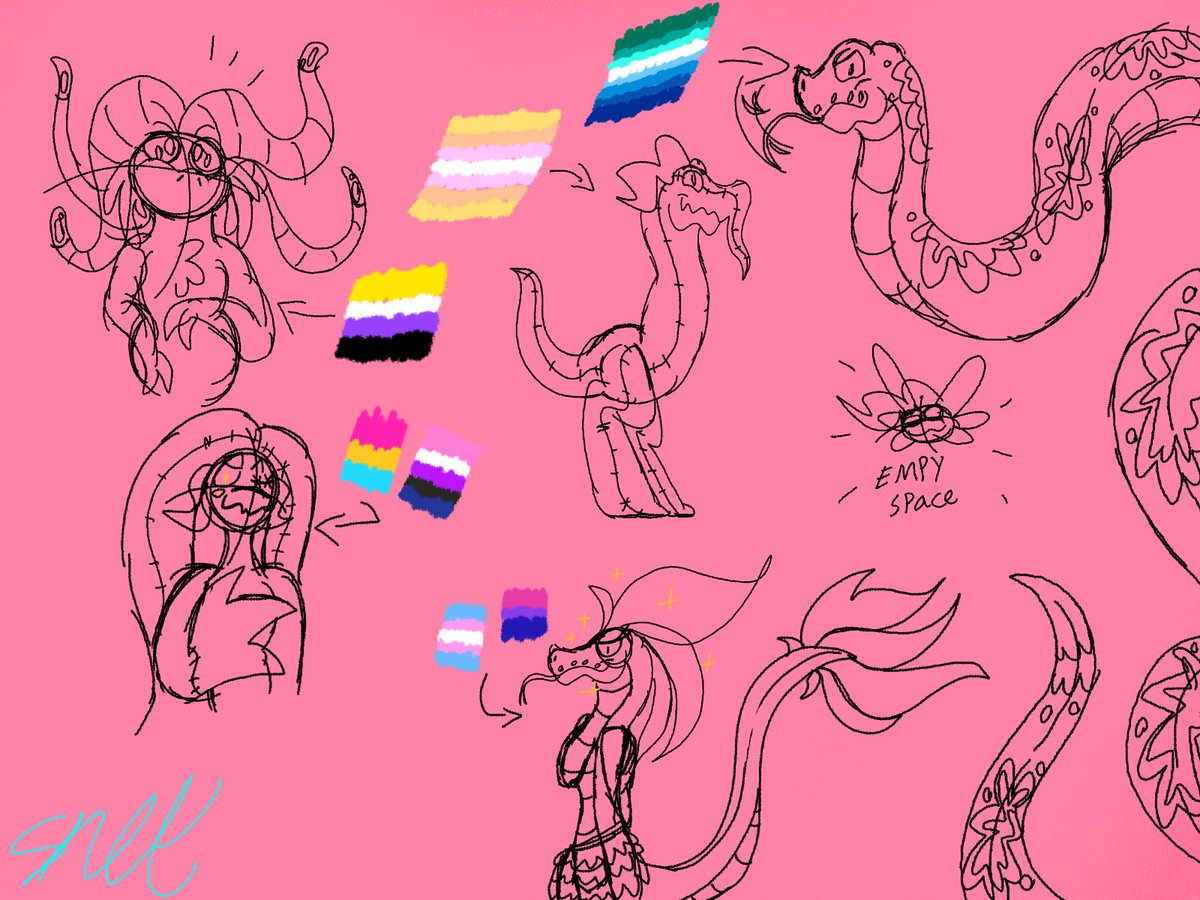 snekysnek900's tweet photo. Some of my characters identities and sexualities! #originalcharacter #Binxtheburlapmonster #mëëtrothealien #Mingtheburlapmonster #quetzythefeatheredserpent #Najgathepython #meeeeeeeeee #burlapmonstrr #Quetzysaystransrights https://t.co/6y7sdzK2gS