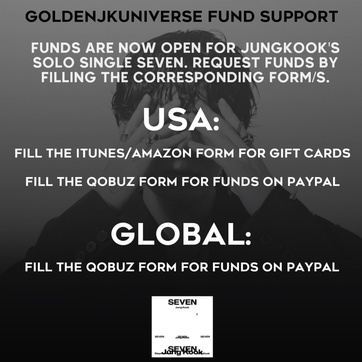 FUND REQUESTS FOR SEVEN OPEN Fill the form that corresponds you (Global or US) and let’s keep working for Seven’s sales! USA/PR ONLY (for iTunes and Amazon gift cards): forms.gle/vFwGyaNxjVzvHV… GLOBAL (for funds through PayPal): forms.gle/4oddmpgMKNu4NQ…