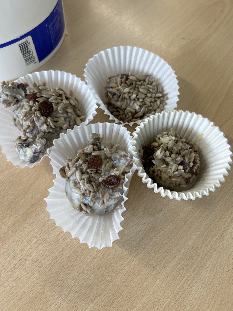 Another Challenge taking place this week is Nature Challenge. Today, the group stayed at school due to the weather and made bug hotels, pine cone bird feeders, bird muffins and bird kebabs. They are now up in the trees around school!