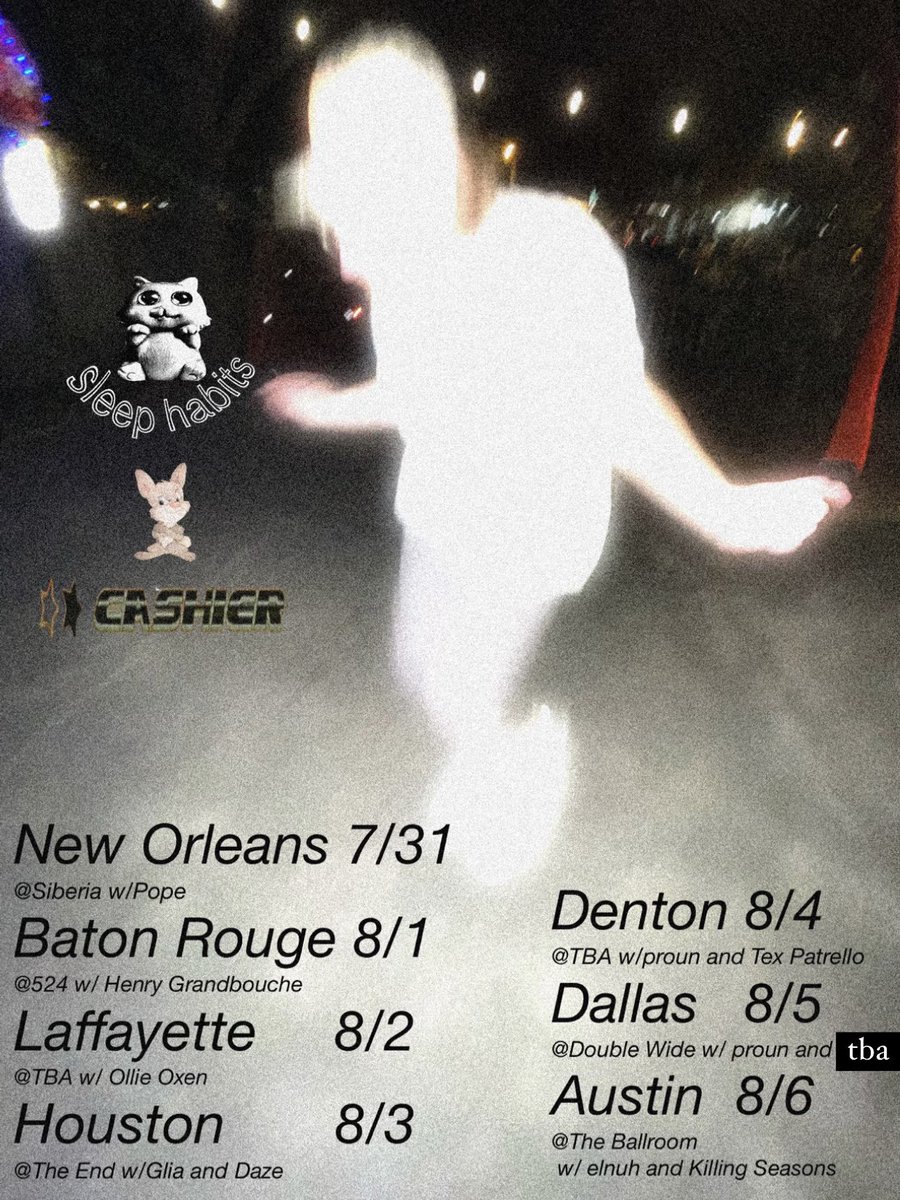 We are excited to bring you the debut singles from Cashier now together on a limited run of cassettes.

Preorders for Fear of the Past/ Beginner are available on our website now.

linktr.ee/Fleshandbonere…

Don’t miss Cashier on their upcoming tour with Sleep habits