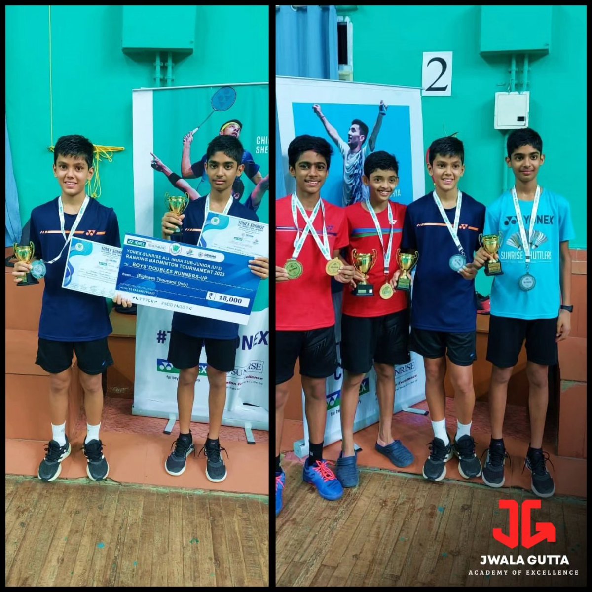 JwalaGuttaAcad's tweet photo. We are thrilled to announce that Shaurya Singh Rana has emerged as the U13 Boys Doubles runner-up at the Yonex-Sunrise All India Sub Junior Ranking Badminton Tournament 2023 held in Bhubaneswar. Our warmest congratulations to Shaurya and his coaches!
#JGAE #HardworkPaysOff https://t.co/k6YBHSlq01