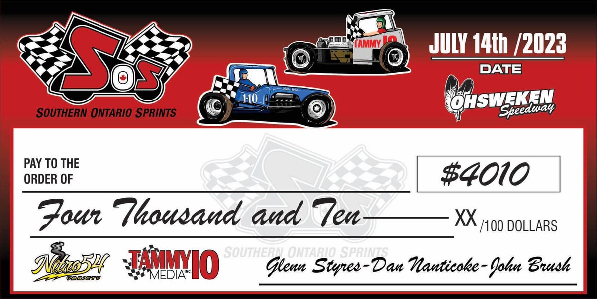 Race Day! Who is taking home the big cheque from the Tammy Ten/Little Ben race at <a href="/OhswekenSpdway/">Ohsweken Speedway</a>?
