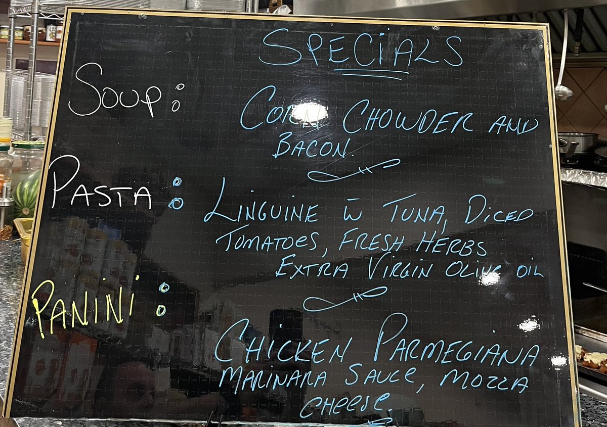 Today’s lunch specials plus our delicious deli sandwiches and salads.