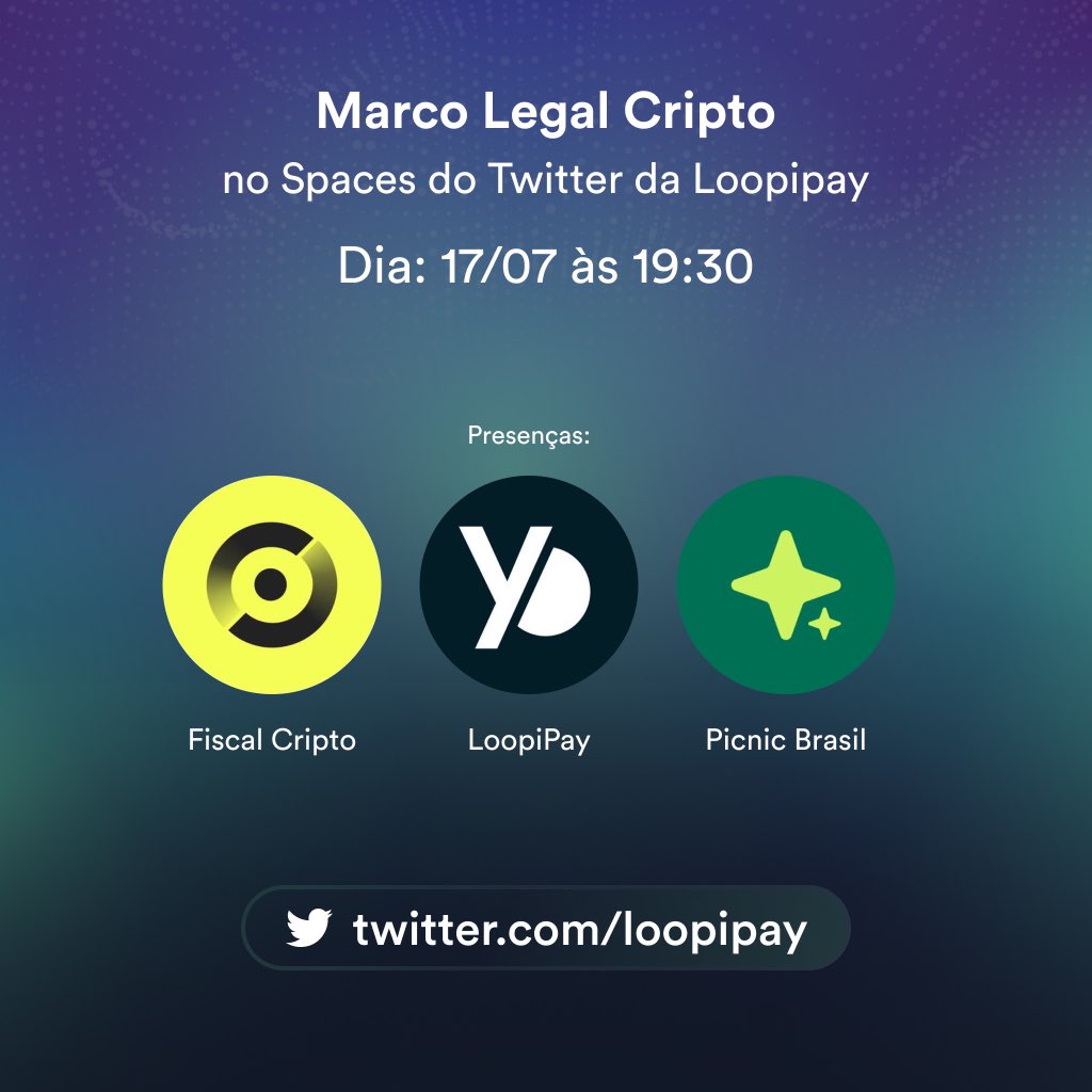 LoopiFinance's tweet photo. O Marco Legal dos criptoativos está vigente no Brasil - isso muitos já sabem. Mas o que isso realmente significa? 🤔

📌 Segunda-feira, às 19:30, aqui no nosso #Spaces iremos falar sobre isso com @fiscalcripto e @usePicnicBR 

Já marca na agenda! 📭 https://t.co/rW8qCa1w1g