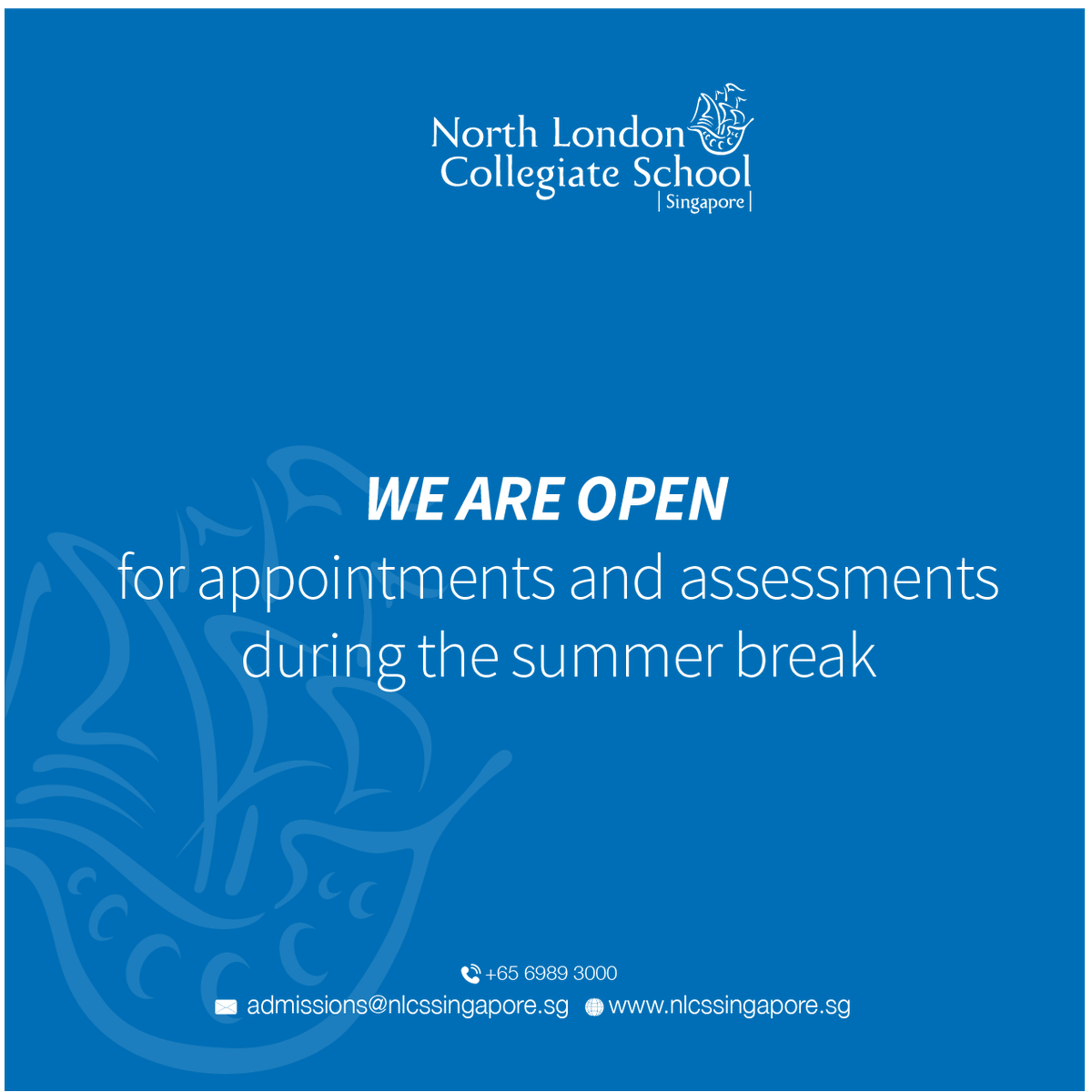 NLCS (Singapore) is OPEN this summer for appointments and assessments, making it the perfect time to explore this attractive option for talented young learners.

Visit nlcssingapore.sg
Call: +65 6989 3000
Email: admissions@nlcssingapore.sg