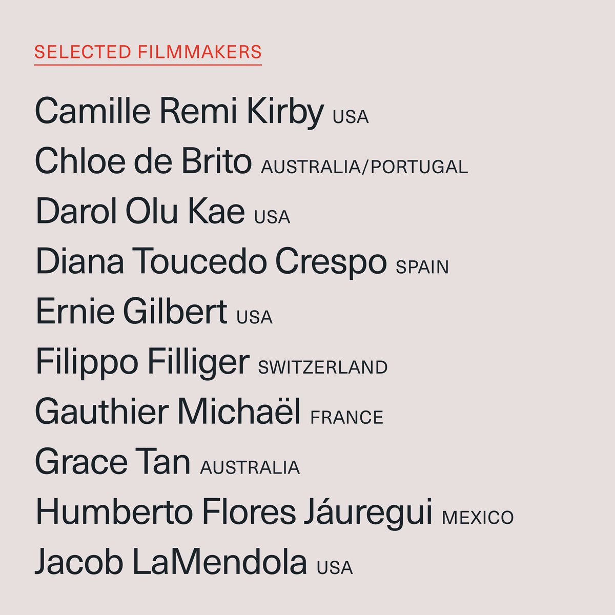 playlabfilms's tweet photo. 🔥THE LIST OF THE SELECTED DIRECTORS🔥
We are thrilled to announce the 50 creative directors who will be taking part in #CreatorsLab2023 with @kickthemachine🎬 Congratulations to the selected participants!!!🙌 We can't wait to see the magic that will unfold! 🌴 https://t.co/3tCeAUFemc