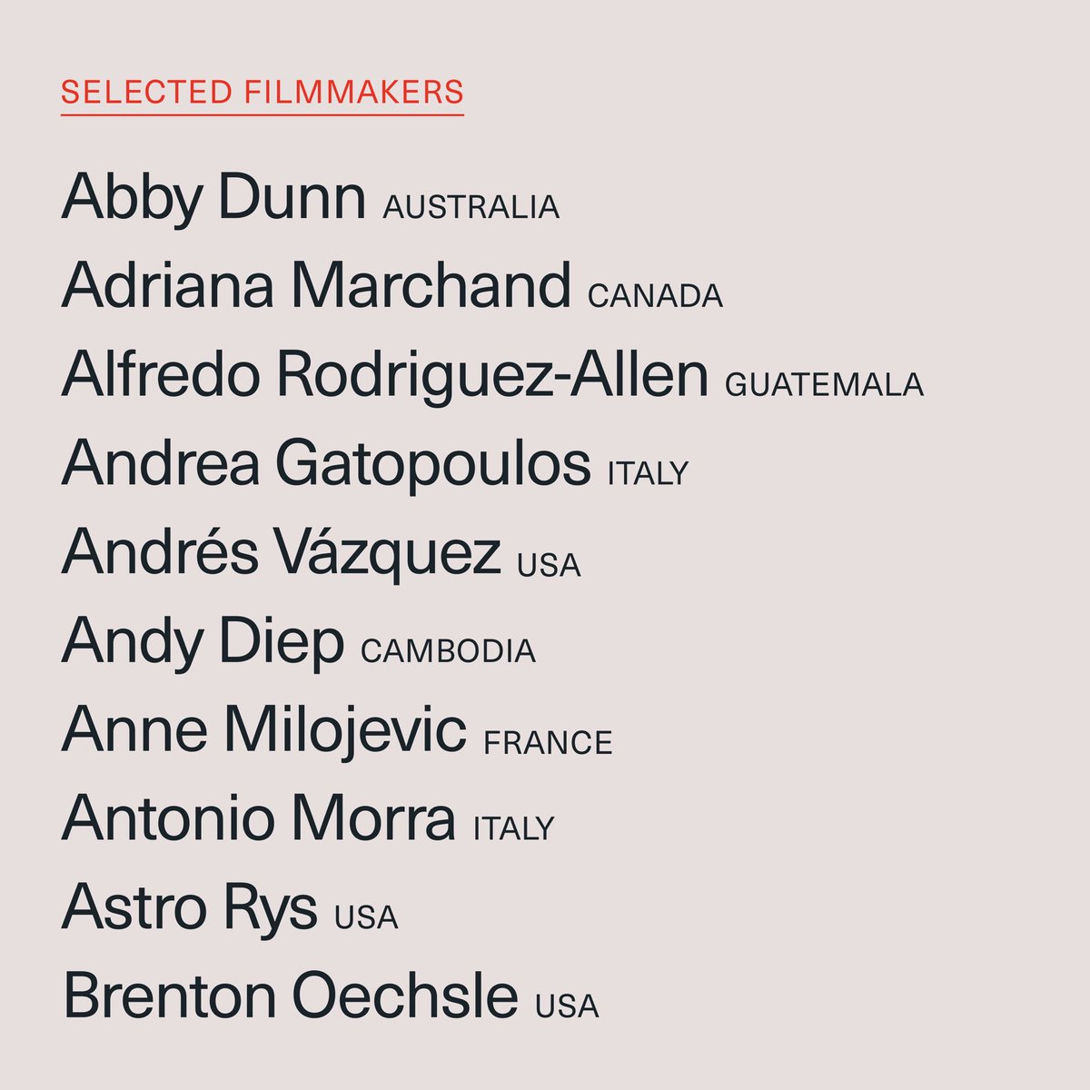 playlabfilms's tweet photo. 🔥THE LIST OF THE SELECTED DIRECTORS🔥
We are thrilled to announce the 50 creative directors who will be taking part in #CreatorsLab2023 with @kickthemachine🎬 Congratulations to the selected participants!!!🙌 We can't wait to see the magic that will unfold! 🌴 https://t.co/3tCeAUFemc