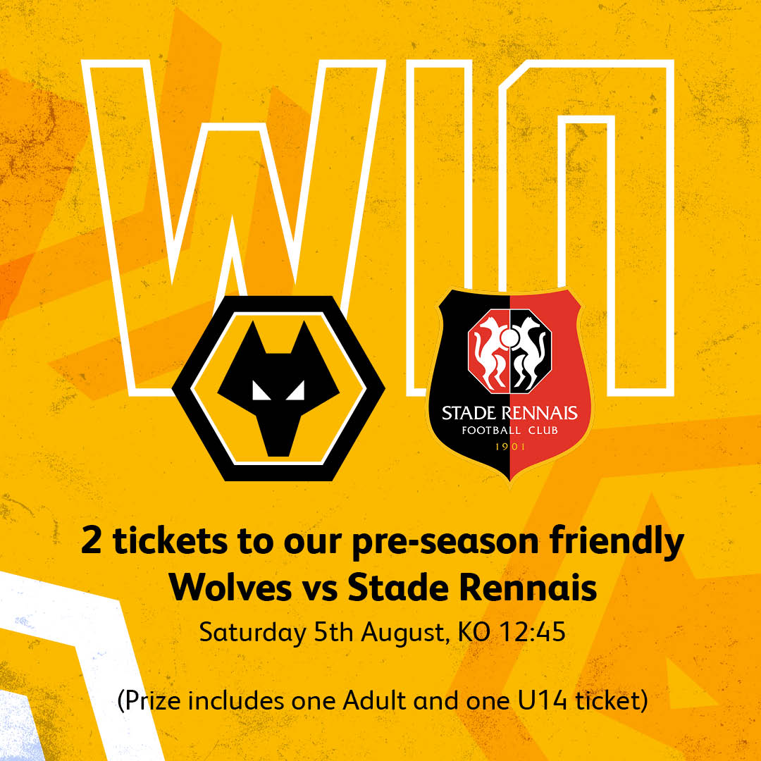 Win a pair of tickets to our pre-season friendly vs <a href="/staderennais/">Stade Rennais F.C.</a> at Molineux on Saturday 5th August! 🐺

For your chance to win, follow <a href="/Young_Wolves/">Young Wolves</a>, like and RT this tweet! 3 winners will be chosen and contacted directly on Monday 24th July. 

Good luck! ⚽️