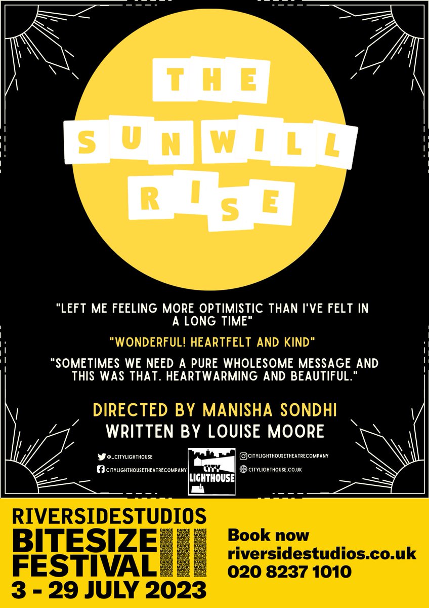 danielmpilo's tweet photo. 📷BREAKING NEWS!📷
LIFE SUCKS!
The world is against you! You can't do this! You're stuck like this forever!
Or are you? Catch the Sun Will Rise at Riverside Studios - July 14th. Optimism. Absurdism. Laughter. Tears.
You will be okay again.
https://t.co/8vUuO6Gcvp
@_citylighthouse https://t.co/gGQWtiAv01