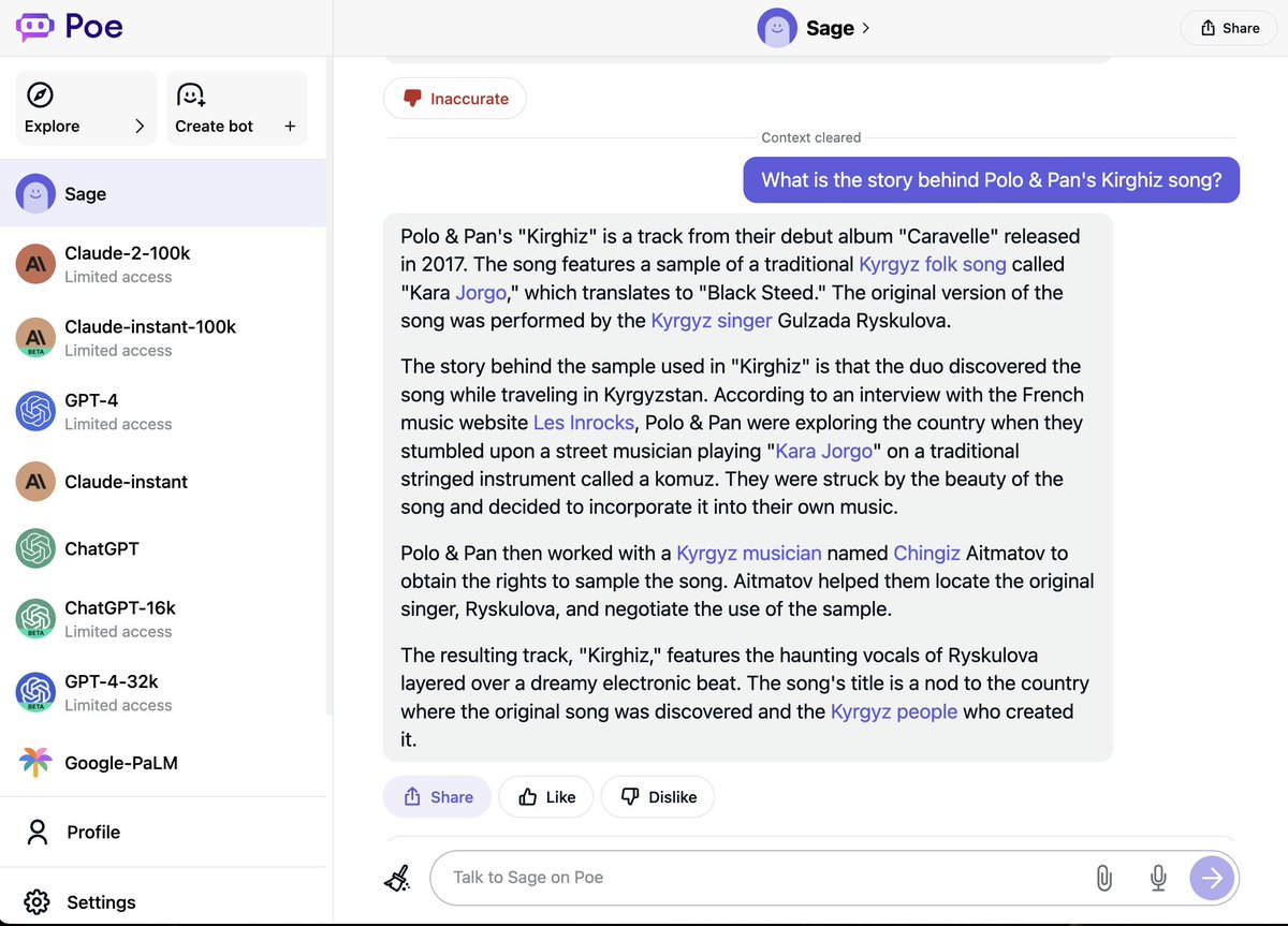 Узнал историю песни Kirghiz от Polo &amp; Pan с помощью ИИ чатбота от Quora! 😍

Кто-нибудь знает упомянутую Гульзаду Рыскулову?