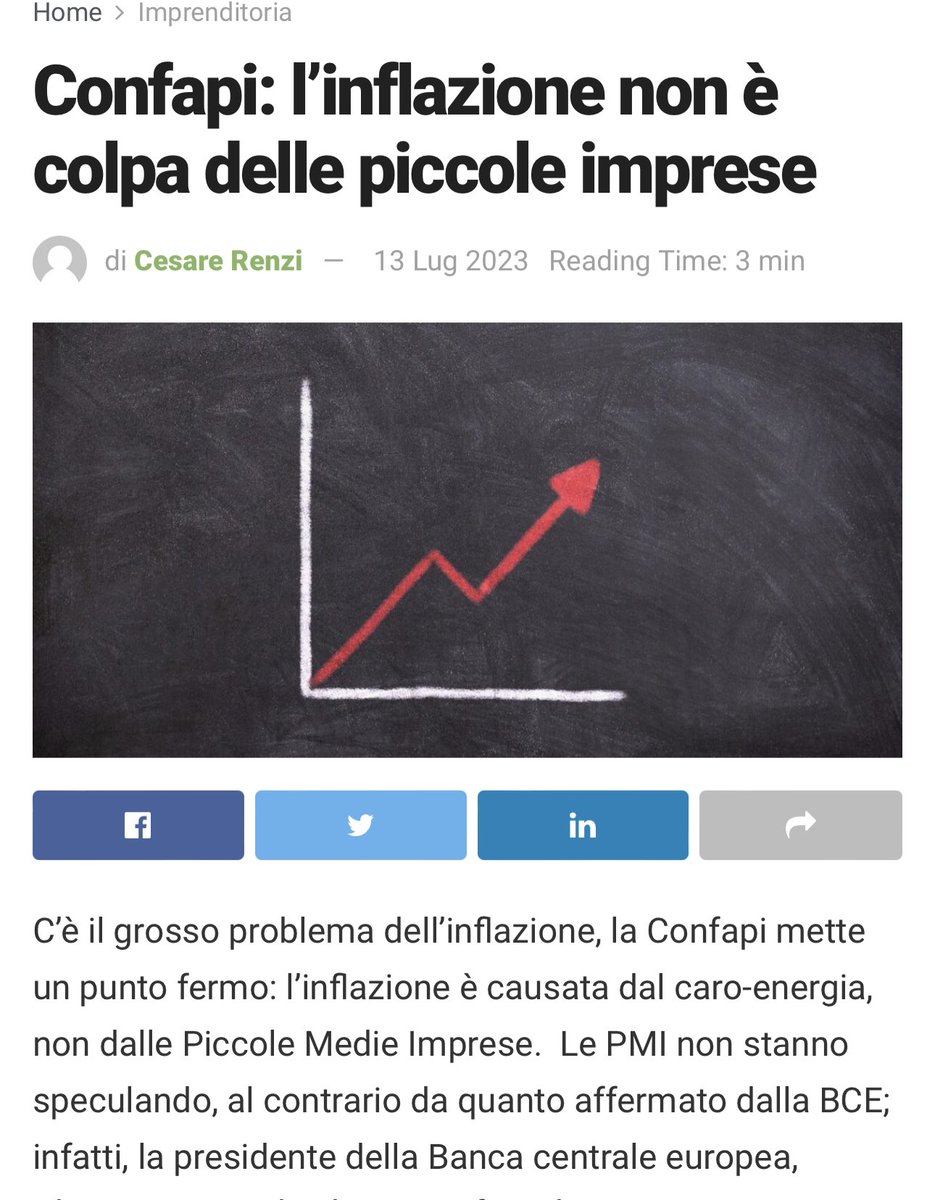 Il Presidente di .<a href="/Confapi/">Confapi</a>, <a href="/CristianCamisa/">Cristian Camisa</a> dice: “#Lagarde dovrebbe fare distinzione fra grandi #imprese e #Pmi: queste lavorano e non speculano”. Io dico: l’#Europa guardi anche a #PartiteIva e Autonomi: noi creiamo sviluppo, #occupazione, #economia reale. Risorsa per il Paese.