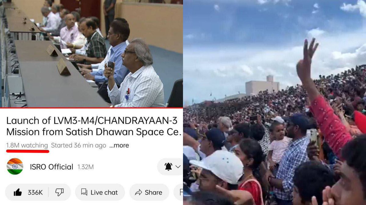 AskAnshul's tweet photo. 1.8 Million watched the launch of 'Chandrayaan-3' live online.

And, 1000s of people gathered in Sriharikota to watch the launch of Chandrayaan-3

This is the change we need. Truly a proud moment for Indians. Thank you ISRO (@isro), our scientists &amp; engineers for untiring efforts https://t.co/4CoPGaF1w9