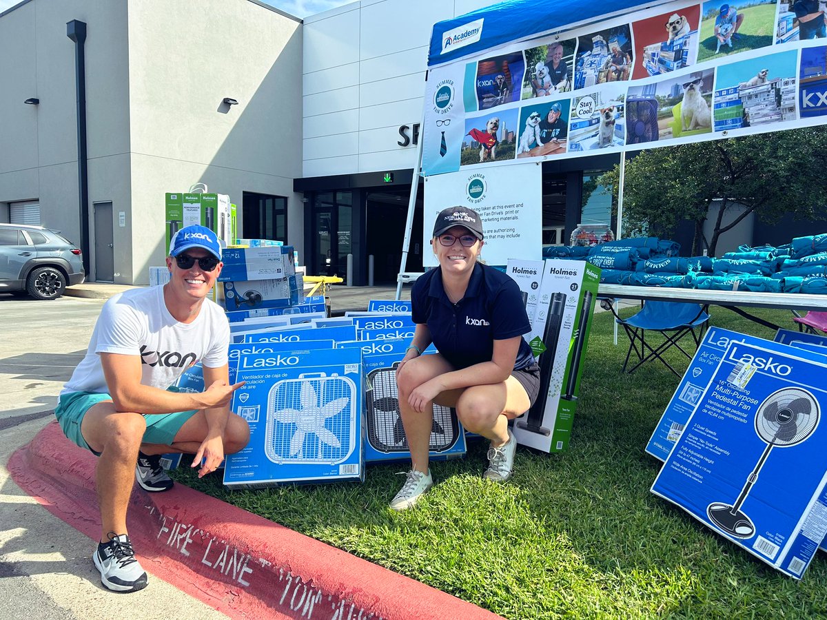 GraceReaderTV's tweet photo. I’m out at the 33rd annual #SummerFanDrive this morning. Camped at the South Mazda location until 1pm this afternoon! Come see us and drop off fans for our community members in need (I’ll even take a pic of you and David for your socials). 

#KXANSimpleHealth https://t.co/QDVe7ZYZQr