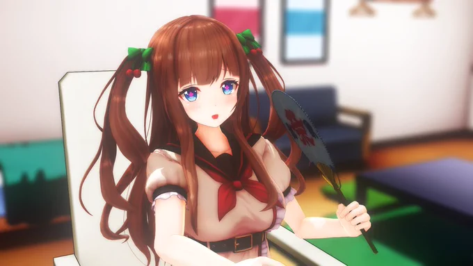 【美味しかったなぁ～】 おばあちゃんの家に行っていたちえりちゃん また楽しいお話がきけそうだ  #花京院ちえり #ちぇり絵    (C)Appland, Inc.