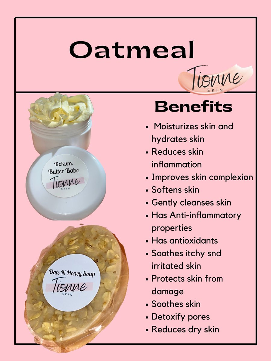 tionneskin's tweet photo. Oats N Honey Soap is s gentle moisturizing all-natural soap

It’s recommended for dry skin, eczema, psoriasis, and dermatitis

It has anti-inflammatory properties so it helps to reduce redness, and soothes itchy and irritated skin

It also softens skin, reduces dry skin and more https://t.co/Eam9lURxgj