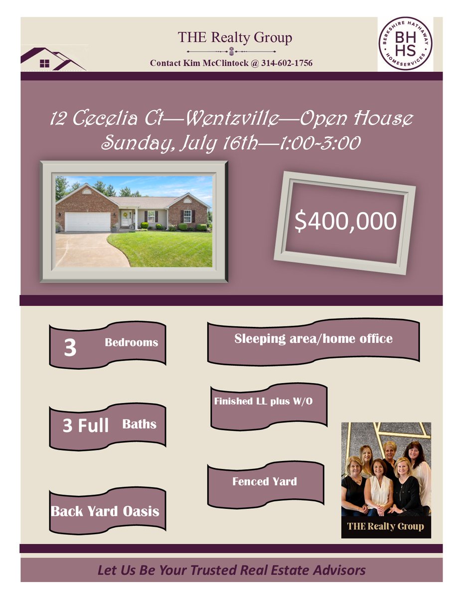 kmcclint's tweet photo. Open House Sunday July 16th @ 12 Cecelia Ct/ Wentzville from 1-3 ; Ranch home, finished LL, awesome fenced back yard! https://t.co/q75gc2fu80