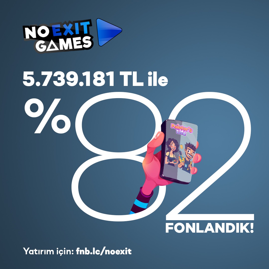 Değerli yatırımcılarımız, NoExit Games olarak yatırım turumuzda 1748 yatırımcımızdan 5.739.181 TL yatırım alarak %82 fonlama oranına ulaştık. 

Yatırımcımız olmak için:
fnb.lc/noexit

<a href="/fonbulucu/">fonbulucu</a>  <a href="/veysiisler/">Veysi İŞLER</a>