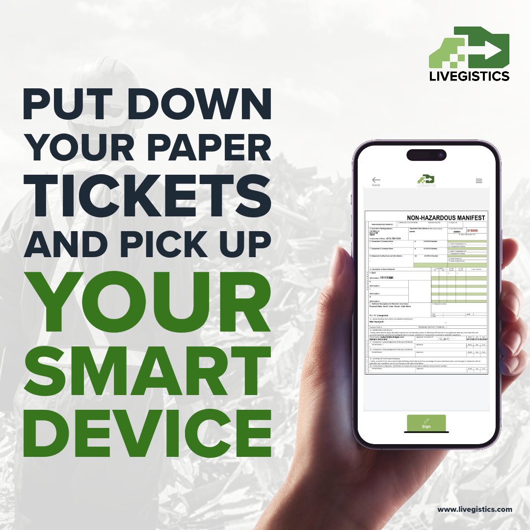It's time to put down the paperwork and pick up your smart device for greater efficiency and convenience. 🌟♻️ #GoDigital #Livegistics #WasteManagement