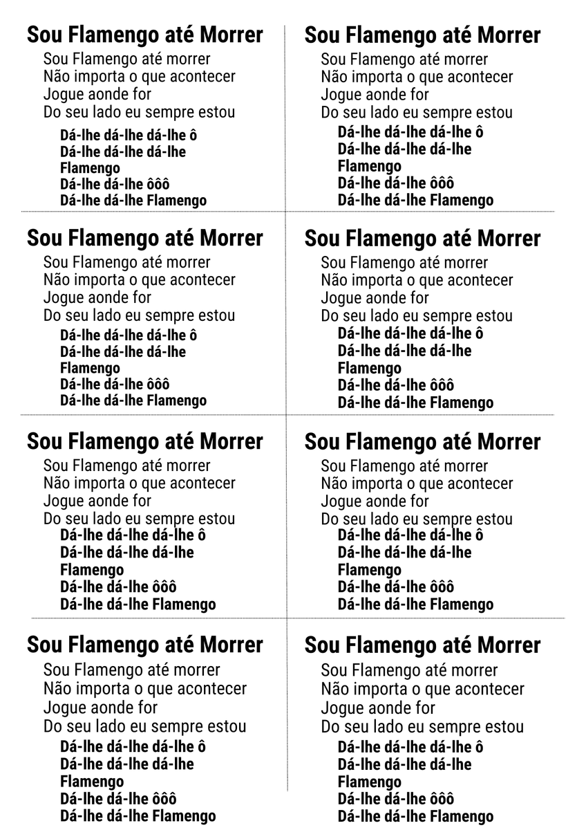 MusicasFlamengo's tweet photo. Já temos o PDF disponível, caso queiram, posso mandar por e-mail. Tbm temos pessoas para ajudar na impressão e distribuição.
@Nacao12 @ubzoficial @FlaManguaca @imperiorubroN @rrn_oficial @tjf_oficial  @gilsonmanguaca @CrfRafaelN12 @VitinUBZ @licahribeiro @crbenfica https://t.co/NbdySwR3MC
